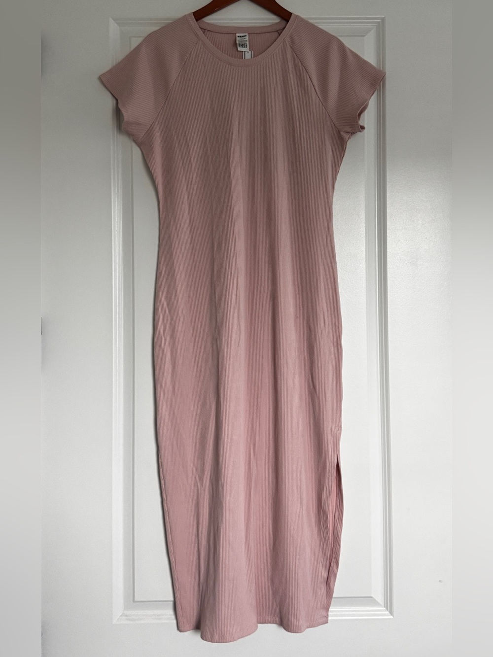 New V.S. PINK Dusty Rose Ribbed Knit Midi Contour Casual Dress XXL